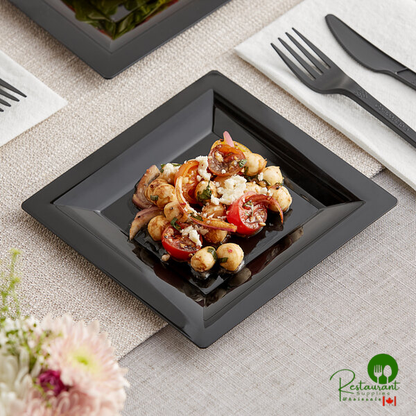 WNA Comet GS65BK 6 1/2" Milan Grand Black Square Plastic Salad Plate - 168/Case | Canada