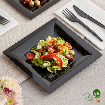 WNA Comet GS8BK 8" Milan Grand Black Square Plastic Lunch Plate - 168/Case | Canada