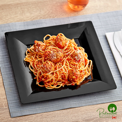 WNA Comet GS95BK 9 1/2" Milan Grand Black Square Plastic Dinner Plate - 120/Case | Canada