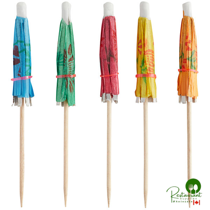 4" Drink Umbrella / Parasol Pick with Assorted Colors By Prime - 1,440/Case