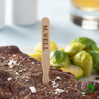 Compostable 3 1/2" Wooden "Medium Well" Meat Marker By Prime - 1,000/Pack