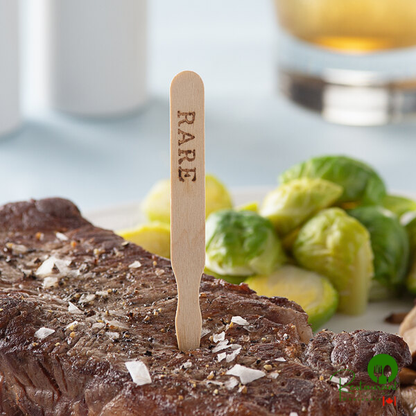 Compostable 3 1/2" Wooden "Rare" Meat Marker By Prime - 1,000/Pack
