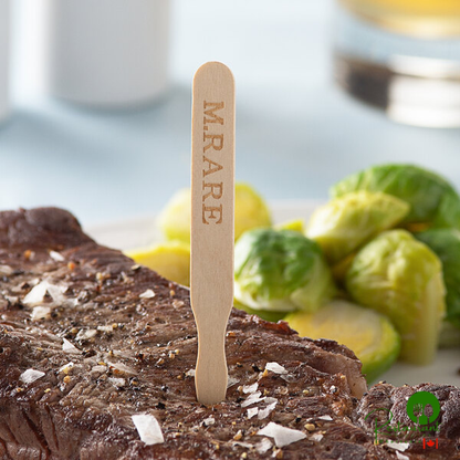 Compostable 3 1/2" Wooden "Medium Rare" Meat Marker By Prime - 1,000/Pack