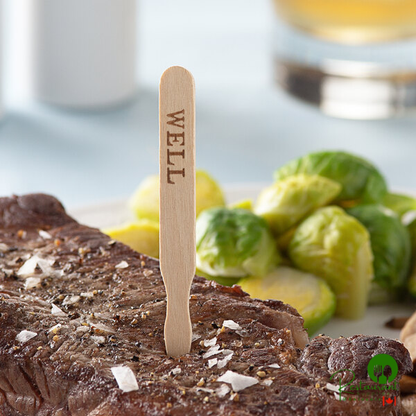 Compostable 3 1/2" Wooden "Well" Meat Marker By Prime - 1,000/Pack