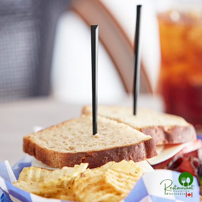 Royal Paper RP149-6BK 6" Black Plastic Prism Food Pick - 2,500/Case