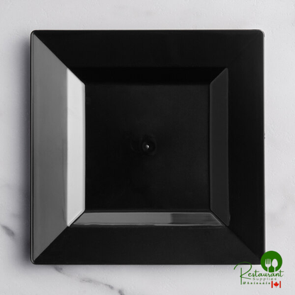 Square 6" Black Plastic Plate By Prime - 120/Case
