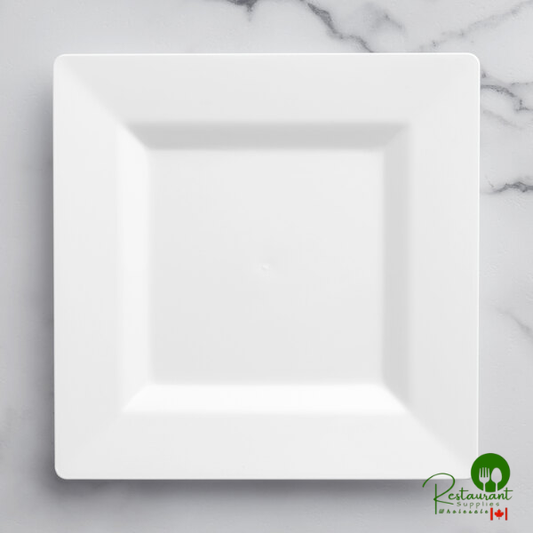 Square 8" White Plastic Plate By Prime - 120/Case