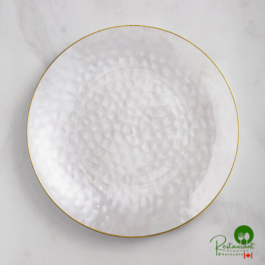Coupe Dynasty Hammered 6" Clear Round Plastic Plate with Gold Band By Prime - 150/Case