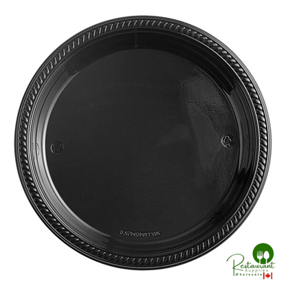 9" Black Plastic Plate By Prime - 500/Case