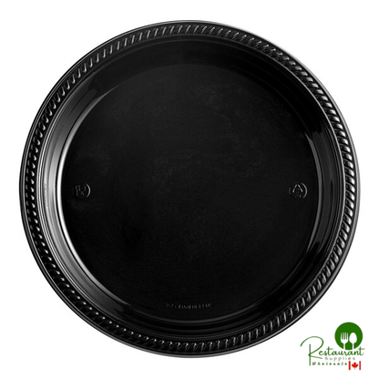 10 1/4" Black Plastic Plate By Prime - 500/Case
