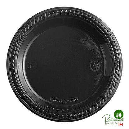6" Black Plastic Plate By Prime - 1,000/Case