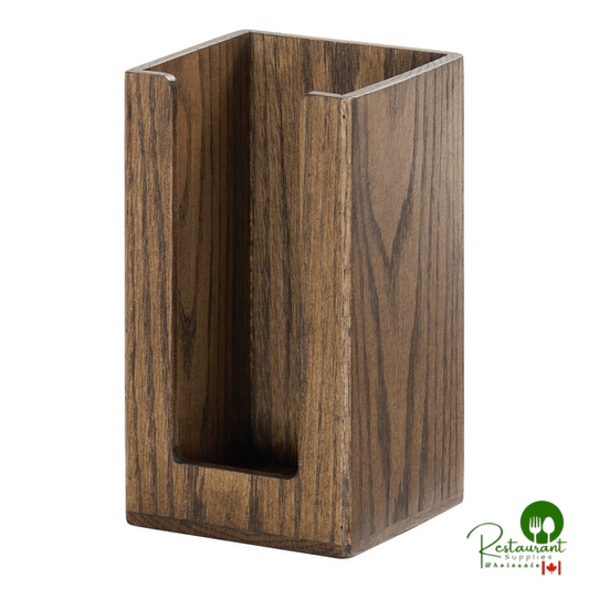 Cal-Mil Melrose 4 1/2" x 4 1/2" x 8 1/4" Chocolate Brown Oak Wood Countertop Cup / Lid Organizer 22430-136