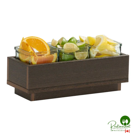 Cal-Mil Vista 13" x 5 1/4" x 5 1/2" Mocha HDPE Condiment Display with 3 Polycarbonate Jars
