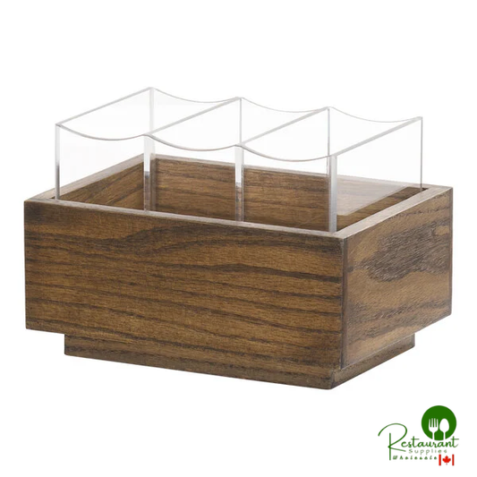 Cal-Mil Melrose 9 1/2" x 6 3/4" 3-Compartment Oak Wood Flatware Organizer 27020-136