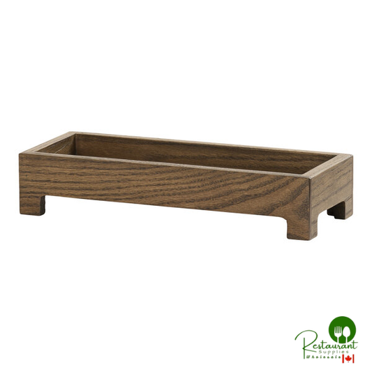 Cal-Mil Melrose 5 1/4" x 13" x 5 1/2" Rectangular Oak Wood Jar Display with 3 Square Glass Jars