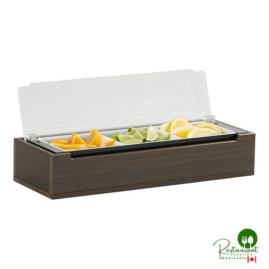 Cal-Mil Vista 20 3/4" x 7 1/2" 3-Section Mocha HDPE Condiment Bar