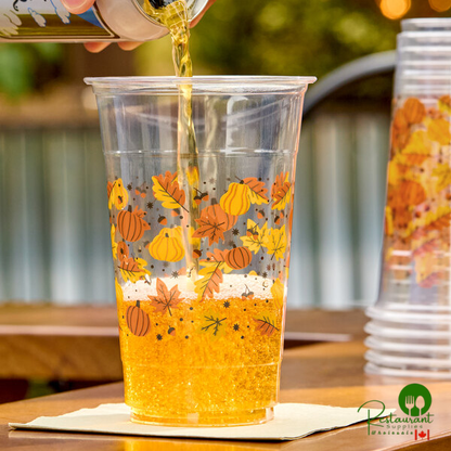 20 oz. Autumn Print PET Plastic Cold Cup By Prime - 600/Case
