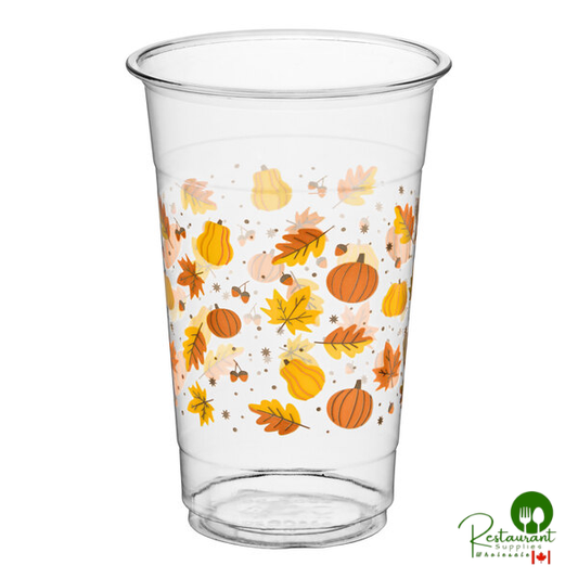 20 oz. Autumn Print PET Plastic Cold Cup By Prime - 600/Case