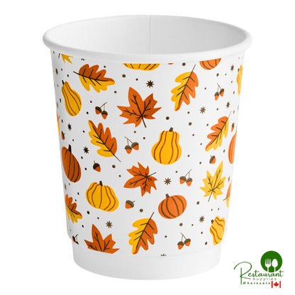 8 oz. Tall Smooth Double Wall Autumn Print Paper Hot Cup By Prime - 500/Case