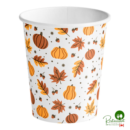 8 oz. Tall Smooth Single Wall Autumn Print Paper Hot Cup By Prime - 1,000/Case