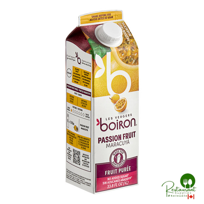 Les Vergers Boiron 100% Passion Fruit Real Fruit Puree 1 Liter - 6/Case