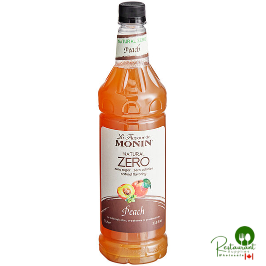 Monin Premium Zero Calorie Natural Peach Flavoring Syrup 1 Liter - 4/Case
