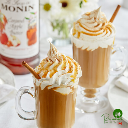 Monin Premium Caramel Apple Butter Flavoring Syrup 1 Liter - 4/Case