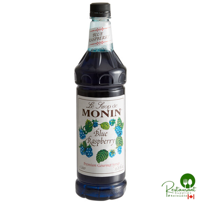 Monin Premium Blue Raspberry Flavoring Syrup 1 Liter - 4/Case