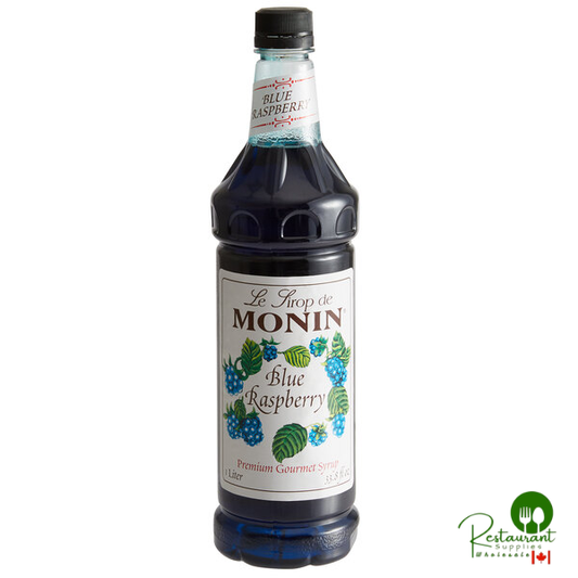 Monin Premium Blue Raspberry Flavoring Syrup 1 Liter - 4/Case