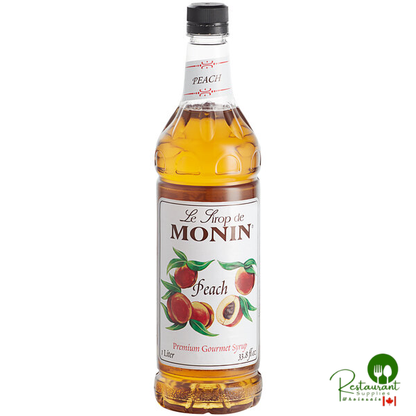 Monin Premium Peach Flavoring / Fruit Syrup 1 Liter - 4/Case