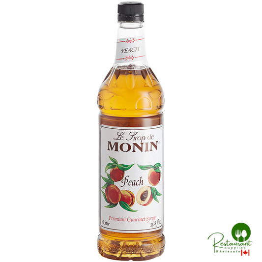 Monin Premium Peach Flavoring / Fruit Syrup 1 Liter - 4/Case
