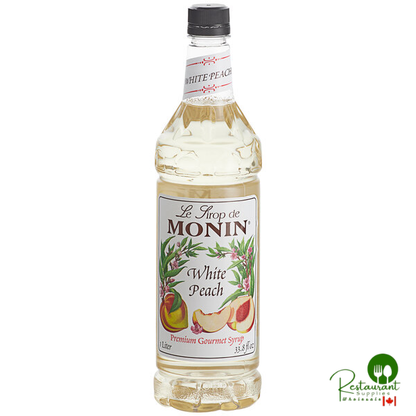 Monin Premium White Peach Flavoring / Fruit Syrup 1 Liter - 4/Case