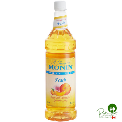 Monin Sugar-Free Peach Flavoring / Fruit Syrup 1 Liter - 4/Case