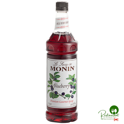 Monin Premium Blueberry Flavoring / Fruit Syrup 1 Liter - 4/Case