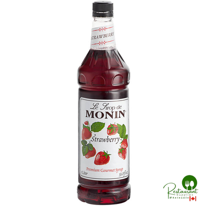 Monin Premium Strawberry Flavoring / Fruit Syrup 1 Liter - 4/Case