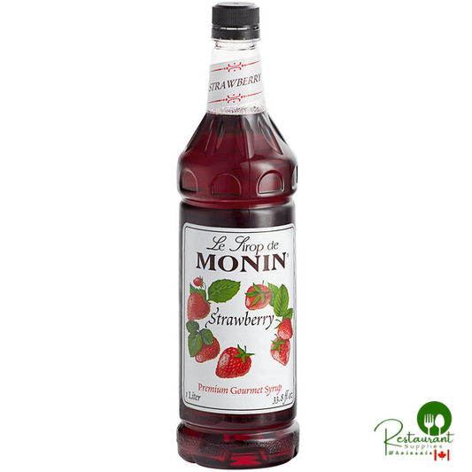Monin Premium Strawberry Flavoring / Fruit Syrup 1 Liter - 4/Case