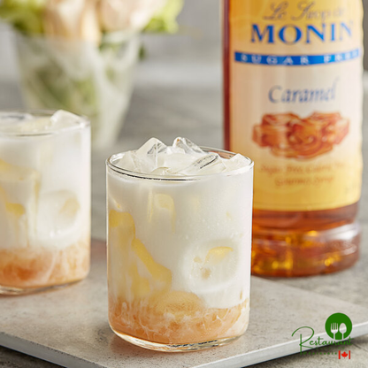 Monin Sugar-Free Caramel Flavoring Syrup 1 Liter - 4/Case