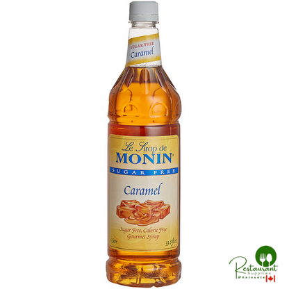 Monin Sugar-Free Caramel Flavoring Syrup 1 Liter - 4/Case