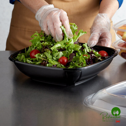 Fineline 15080L-BK Super Bowl Plus 80 oz. Black Square PET Plastic Bowl - 50/Case
