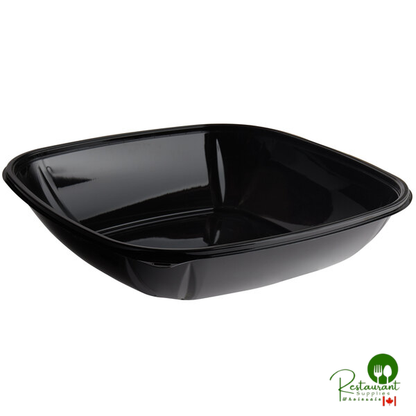 Fineline 15080L-BK Super Bowl Plus 80 oz. Black Square PET Plastic Bowl - 50/Case