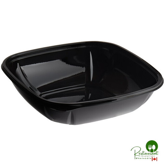 Fineline 15032M-BK Super Bowl Plus 32 oz. Black Square PET Plastic Bowl - 300/Case