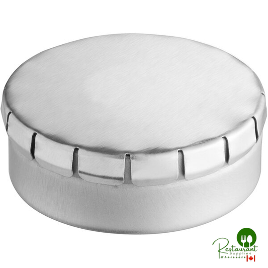 1 3/4" x 9/16" Matte Silver Tin with Push & Pop Cover - 500/Case | Canada