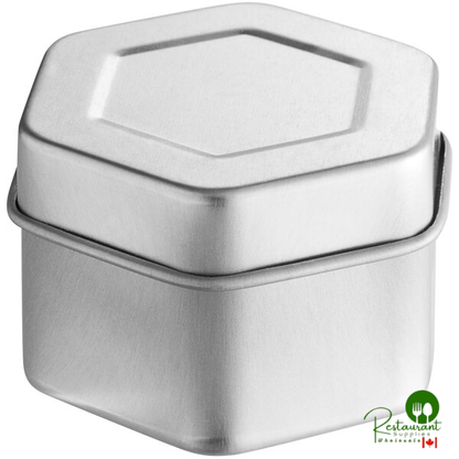 1 7/8" x 1 3/8" Silver Hexagon-Shaped Tin with Slip Cover - 1,680/Case