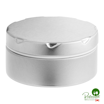 2 1/8" x 3/4" Silver Tin with Plastic Cup and Notched Lid - 700/Case