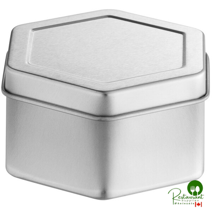 2 15/16" x 1 9/16" Silver Hexagon-Shaped Tin with Slip Cover - 840/Case