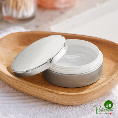 2 3/4" x 1" Silver Tin with Plastic Cup and Notched Lid - 450/Case