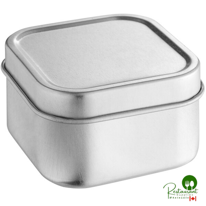 2 3/8" x 2 3/8" x 1 3/8" Silver Square Tin with Slip Cover - 1,440/Case