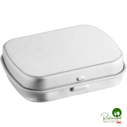 2 5/16" x 1 7/8" x 9/16" Silver Rectangular Tin with Hinged Lid - 720/Case