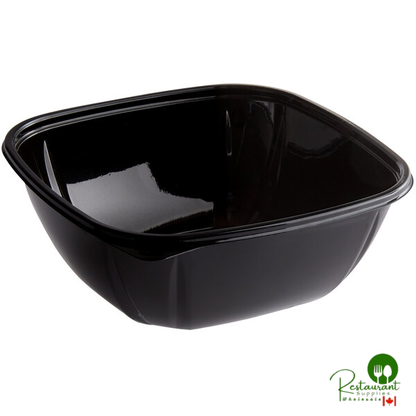 Fineline 15048M-BK Super Bowl Plus 48 oz. Black Square PET Plastic Bowl - 300/Case