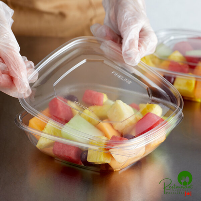 Fineline 15234M-FL Super Bowl Plus Clear Flat PET Plastic Lid for 24, 32, and 48 oz. Square Bowls - 300/Case